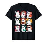 Cute Ghost Floral Social Worker Halloween Retro Social Work T-Shirt