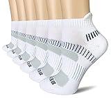 BERING Women's Athletic Running Cushioned Ankle Socks, Size 6-9, White, 6 Pairs