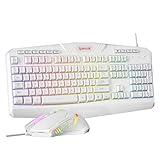 Redragon Updated Programmable Gaming Keyboard and Mouse, RGB Backlit Keyboard Mouse with Software, Independent Macro Record Keys, Value Combo Set, White - S101-3 PRO