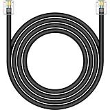 NECABLES CAT5 / CAT5e RJ11 Data Cable DSL Cable 75ft Hight-Speed for DSL Modem Twisted Wire UTP RJ11 6P4C Male to Male Black - 75 Feet