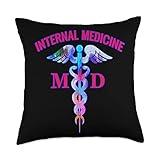 Internal Medicine Doctor MD Caduceus Medical Symbol Graphic Throw Pillow