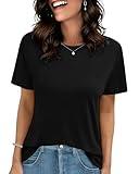 GAYHAY T-Shirts for Women - Black Short Sleeve Basic Tees Soft Crew Neck Trendy Summer Tops for Casual Outfits 2025