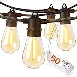 addlon 50FT LED Outdoor String Lights with Edison Shatterproof Bulbs, Weatherproof Strand, Commercial Grade Patio Lights, Decorative for Garden or Patio, Black
