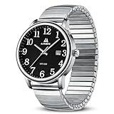 LN LENQIN Mens Watches Stainless Steel Analog Quartz Watch for Men Easy Reader 38 mm Fashion Business Waterproof Men's Wrist Watches with Date and Expansion Band (Black)