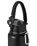 IRON °FLASK Paracord Handle - Fits Wide Mouth Water Bottles - Durable Carrier, Secure Accessories, Survival Strap Cord, Safety Ring, and Carabiner - Seven Core Paracord Bracelet