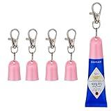 4 Pcs Keychain Cap for Jack Black Lip Balm 0.25 oz, Portable Holder Keychain Cap Compatible with Aquaphor Lip Repair Tubes (pink)