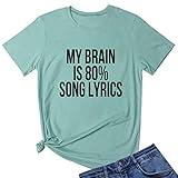 LOOKFACE Women Graphic Tees Printed Graphic T-Shirts Light Green Medium