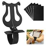 Dreyoo Flute & Piccolo Lyre Holder for Marching Band, Adjustable Marching Band Sheet Music Stand for Flute & Piccolo with 5 Pages, General Musical Instruments Accessories