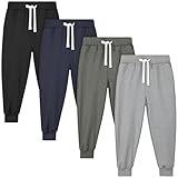Resinta 4 Pack Toddler Boys Sweatpants Kids Pull On Casual Pants Athletic Joggers with Drawstring Pockets for Boys