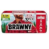 Brawny Tear-A-Square 3-Ply Paper Towels, 8 Triple Rolls = 24 Regular Rolls, Strong, Absorbent, and Durable with 3 Sheet Sizes (Quarter, Half, Full)