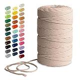 Nook Theory Macrame Cord - 3mm 220 Yards Cotton Rope, 4mm 5mm Yarn, String for Crafts, Perfect for Macrame Wall Hanging and Boho Decorations (Khaki)