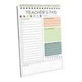 Teacher To Do List Notepad, 8.3x5.8 Inch Teacher Notepad, Spiral Checklist Notebook for Class Schedules, Daily Planner, School Tasks and Goal Setting (Green)