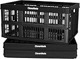 CleverMade Collapsible Utility Crates-Obsidian 3pck 45L / 11 Gal holds 66 lbs - Stackable Containers Heavy Duty Capacity Crates Space-Saving Baskets