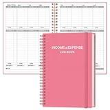 Heveboik Income & Expense Log Book - A5 Income and Expense Tracker for Small Business, Accounting Bookkeeping Tracking for Woman and Man, 5.8" x 8.3", Pink