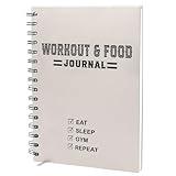 Nextnoid Hardcover Fitness & Food Journal - Workout & Meal Planner Notebook for Women & Men - A5 Sturdy Food Tracker Journal to Track Diet, Gym & Home Workouts - Beige