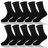 AMENLAN Kids Classics Crew Socks 10 Pairs Child Boy Girls Athletic Cotton Basic School Uniform Breathable Casual Sports Socks (Black,3-5 Years)