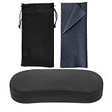 Noble Hard Shell Glasses Case - Protective Eyeglass Case for Glasses with Microfiber Cleaning Cloth and Pouch (Black)