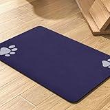 Pet Feeding Mat-Absorbent Dog Mat for Food and Water Bowl-No Stains Quick Dry Water Dispenser Mat-Dog Accessories Pet Supplies-Bowl for Messy Drinkers(Navy,12"x19"