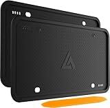 Aujen Silicone License Plate Frames Black, 2 Pack Car License Plate Frame, Universal US Black License Plate Holders Brackets Rust-Proof, Weather & Rattle-Proof, Car Accessories