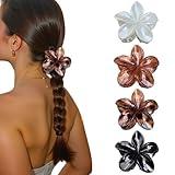 Flower Hair Clips for Women and Girls Thick to Thin Hair Large Cute Claw Clips Decorative Plumeria Hair Accessories Nonslip Aesthetic Glossy Netural