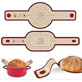 Silicone Bread Sling for Dutch Oven, 2 PCS Red Non-Stick & Reusable Bread Baking Mat with Extra Long Handles, Easy and Safe Sourdough Transfer, Dishwasher Safe Baker's Tools, Round and oval