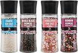 Soeos Spice Seasoning Set of 4, 9.8oz(277.82g), With Integrated Grinders, Salt and Pepper Grinder Set, Pure and Fresh Perfect for BBQ Seasoning Gift Set, Grilling Spice, Herb, Spice & Seasoning Gifts