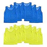Super Z Outlet 12 Pinnies Scrimmage Vests Team Practice Jersey for Child Youth Teen Lightweight (Blue/Yellow)