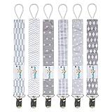 Babygoal Pacifier Clips, 6 Pack Pacifier Holder for Boys and Girls Fits for Most Pacifier Styles & Baby Toys and Baby Gift 6MP09