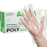 ForPro Professional Collection Disposable Poly Plastic Gloves, All-Purpose Food Safe Gloves for Cooking, Food Handling and Prep, Latex-Free, Non-Sterile, Clear, One Size, 500-Count