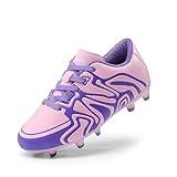 DREAM PAIRS Boys Girls Soccer Cleats Youth Firm Groud Baseball Cleats Sport Athletic Outdoor Trainning Football Shoes for Little/Big Kid,Size 12 Little Kid,Pink/Purple,160472-K