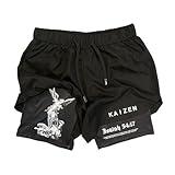 SAINT KAIZEN Angel Performance Shorts – Two-Layer Training Shorts with Inner Phone Pocket, Premium Drawstrings & Christian Screen Print – Soft & Durable Black