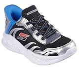Skechers Boy's Meteor-Lights-Brisk Sneaker, Silver/Black, 9 Toddler