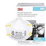 3M 8210 Particulate Respirator, N95, Pack of 20 Disposable Respirator, NIOSH APPROVED, Two-Strap Cup Style Design, Lightweight with Cushioning Nose Foam
