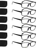 Kerecsen 6-Pack Reading Glasses Blue Light Blocking,Spring Hinge Readers for Men Women,Computer Eyeglasses (6 Black, 2.0, multiplier_x)