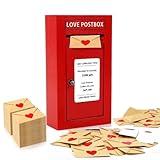 JULEASEL Romantic Love Postbox with 50 Mini Love Notes and Envelopes for Him, Cute Couple Gifts for Boyfriend, LoveLetter, Long Distance Relationship Gifts