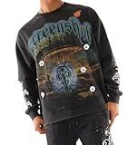 SCREENSHOT-F11525 Mens Urban Streetwear Oversize Raw Edge Crop Fit Pullover Fleece - NYC Graffiti Vintage Washing Puff Print Design Crewneck Sweatshirt-Washed/Black-3XLarge
