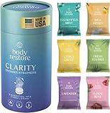Body Restore Shower Steamers Aromatherapy 6 Pack - Christmas Stocking Stuffers for Men, Birthday Gifts for Women, White Elephant, Relaxation, Self Care - Clarity