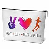 ONDTOM Peace Love Track and Field Makeup Bag, Track and Field Gifts for Runners Female Women, Teen Girl Accessories-B39
