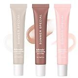 3Pcs Summer Tinted Lip Butter Balm - Ultra-Hydrating, Nourishing Lip Care with Natural Ingredients, Soothes & Softens Dry Lips, Birthday Cake with Slight Shine (Vanilla+Coffee+Cake, 3Pcs)