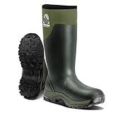TerraTrax Men's Waterproof Insulated Rubber Hunting Boots – 6mm Neoprene Rain Boots for Outdoor Work, Fishing, Farming & Gardening Green Size 9