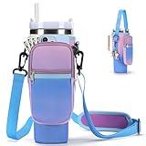 GOEWY Water Bottle Carrier Bag for Stanley 40 oz Tumbler with Phone Pocket Neoprene Water Bottle Holder with Shoulder & Handheld Strap Stanley Cup Accessories