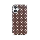 Reezaddin Brown Polka Dot Phone Case for iPhone 16 6.1in,Retro Vintage Cute Aeshtetic Classic Minimalist Chic Pattern Protective Cover for Girls Women