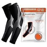B-Driven Sports - Graduated Compression Arm Sleeves, Medical Grade 20-30mmHg for Men Women, Baseball, Basketball, Volleyball, Weightlifting, Athletic Lymphedema Circulation - Black & XL (1 Pair)