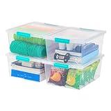 IRIS USA 12 Qt. Plastic Storage Bins Containers with Lids, 4 Pack, Small Sensory Bin, Craft Storage, Craft Organizers & Storage, Organizing Container for Home, Office & Art Supplies, Stackable, Clear
