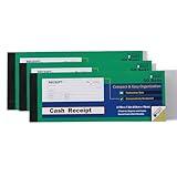 Money or Rent Receipt Book, 50 Sets 7 1/2" x 2 3/4" 2-Part Carbonless, White & Canary, Bound Wraparound Cover(3pack)