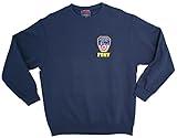 Artisan Owl F.D NY-Inspired Embroidered Crew Neck Sweatshirt, Relaxed Fit, Navy Blue (3XL)