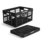 CleverMade Collapsible Utility Crates-Obsidian 1pck 45L / 11 Gal holds 66 lbs - Stackable Containers Heavy Duty Capacity Crates - Space-Saving Baskets