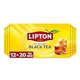 Lipton Black Tea Bags, Hot or Iced High Caffeine Tea, 240 Total Bags (20ct - Pack of 12)