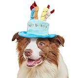 Cute Pet Party Hat for Dogs&Cats - Soft Fluffy Birthday Cap with 5 Color Candles (Blue), Adjustable Strap for Halloween,Costume&Photo Shoots,Fits Small to Large Pets,Washable&Comfortable  (Blue)