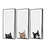 WIRESTER 3 Pack (50 Sheets Per Pad) Refrigerator Notepads for Grocery List, Shopping List, To-Do List, Reminders, Memo and Scratch Pad - Black Bombay Kitten, Orange Tabby, Kitten Tuxedo Cats